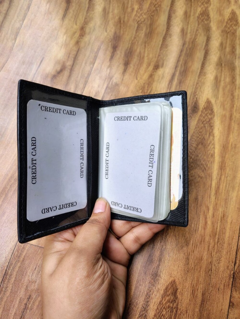 Men Pure Slim Genuine Leather Credit Card Holder, Black